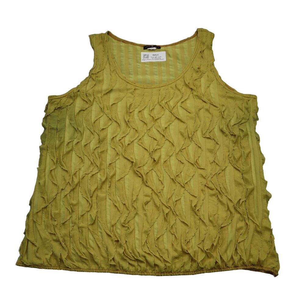 Heart 2 Heart Shirt Womens 3X Yellow Sleeveless Scoop Neck Ruffle Polyester Tank